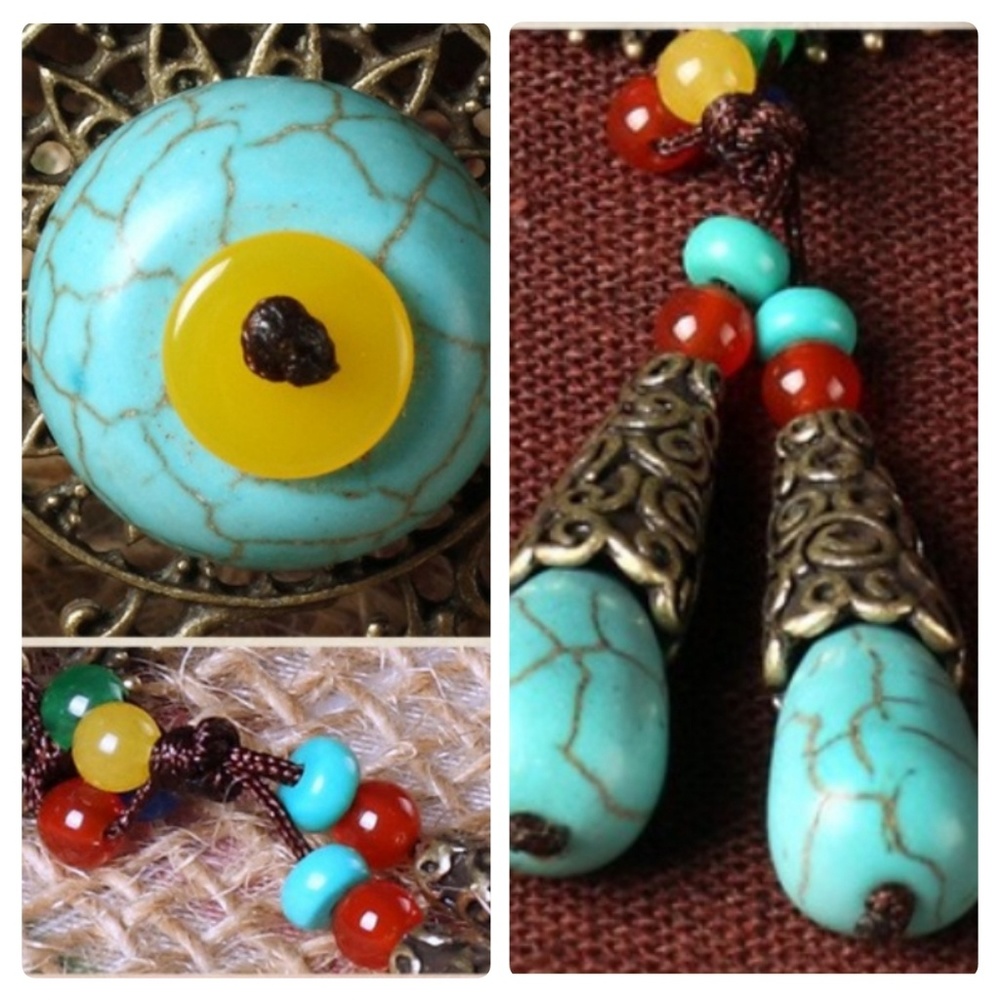 🎁CLEARANCE🎁Antique Brass Boho Statement Necklace - Picture 3 of 5